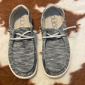 Hey Dude grey slip on shoes.